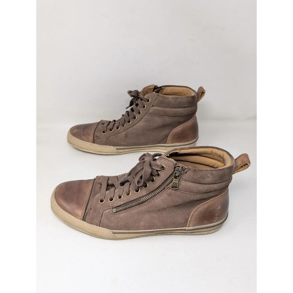 John Varvatos Star USA High Top Sneakers Men's Size‎ 8 Redding Zip Suede Brown